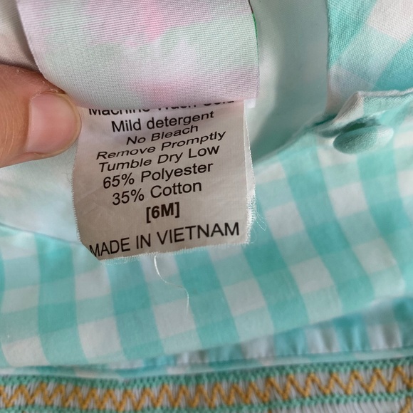 Boy's Shrimp and Grits Plaid Jonjon/Overall with Smocked Anchor Detail 6M - Picture 3 of 4